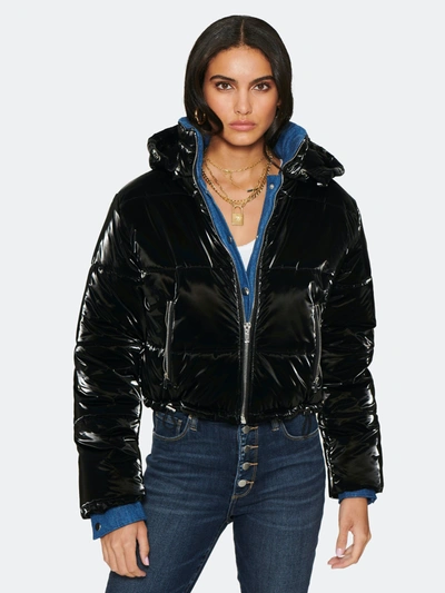 Blue Revival In The Mix Puffer Jacket W/ Denim Inset In Black Med Wash