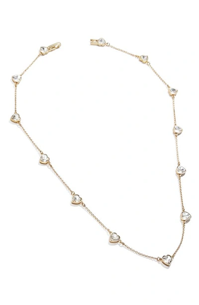 Baublebar Heart Crystal Station Necklace, 16 In Gold