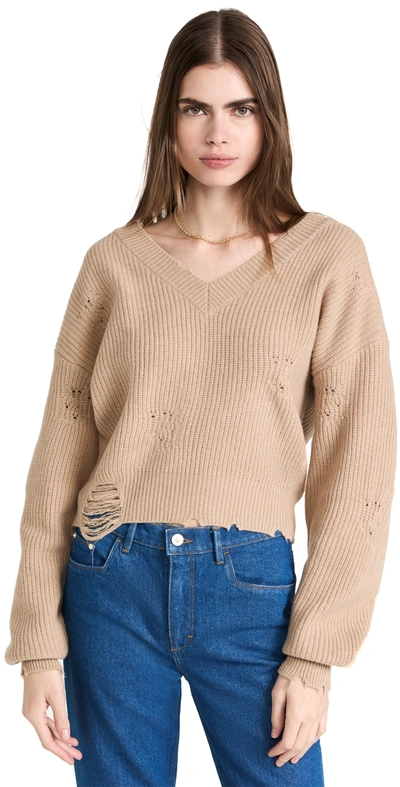 Ser.o.ya Syd Distressed Sweater In Tan Wool