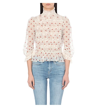 Marc By Marc Jacobs Cherry Print Victorian Blouse In Off White Multi |  ModeSens
