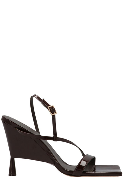 Gia Borghini X Rosie Huntington-whiteley Black Rosie 05 100 Patent Leather Sandals In Deep Brown