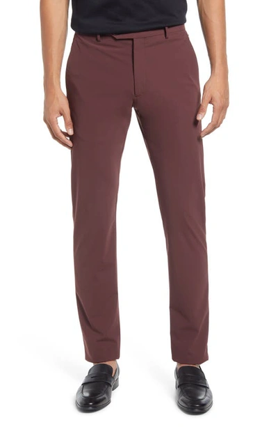 Zanella Active Stretch Flat Front Pants In Dark Red