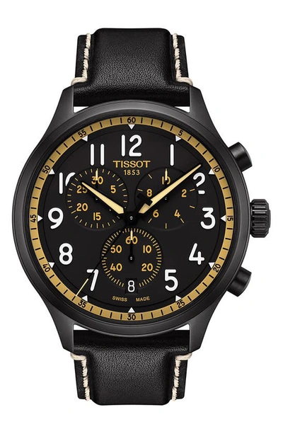 Tissot Chrono Xl Chronograph Leather Strap Watch, 45mm In Multi/black