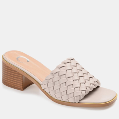 Journee Collection Women's Fylicia Woven Block Heel Slide Sandals In Gray