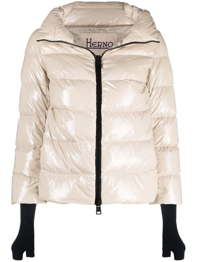 Herno Slit-cuff Puffer Jacket In Nude