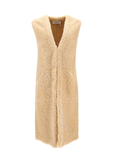 Chloé Shearling Waistcoat  Beige Chloe Donna 36f In White