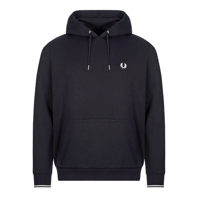 Fred Perry Tipped Overhead Hoodie In Black In Navy | ModeSens
