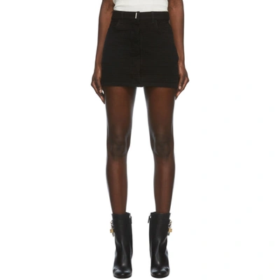 Givenchy Black Jacquard Logo Denim Skirt