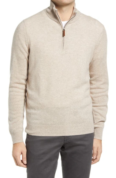 Nordstrom Cashmere Quarter Zip Pullover Sweater In Ivory Sand Heather