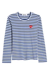 Comme Des Garçons Stripe T-shirt In Navy/ White 1dnu