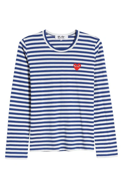 Comme Des Garçons Stripe T-shirt In Navy/ White 1dnu