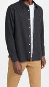 Madewell Sunday Flannel Perfect Long Sleeve Button-up Shirt In Black Coal