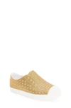 Native Shoes Kids' Jefferson Bling Glitter Slip-on Vegan Sneaker In Gold Bling/ Shell White