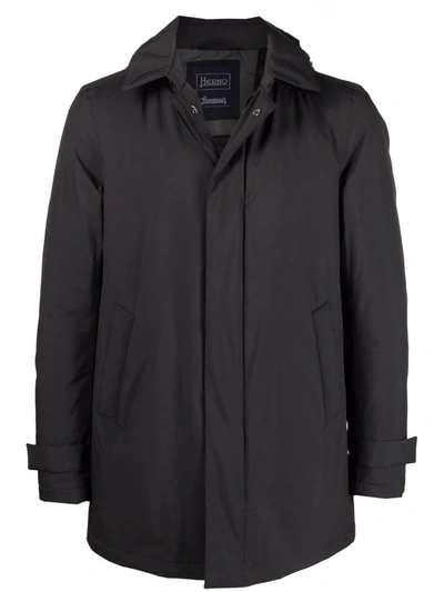 Herno Padded Zip-front Hooded Coat In Grau