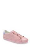 Gucci New Ace Perforated Logo Sneaker In Wild Rose