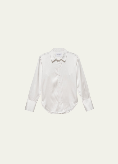 Frame The Standard Silk Button-front Shirt In Off-white