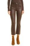 L Agence Kendra Coated High Waist Crop Flare Jeans In Coated Nubuck