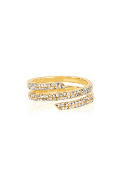 Ef Collection Women's Swirl 14k Yellow Gold Diamond Ring