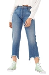 Free People We The Free Maggie Ripped Crop Straight Leg Jeans In Bondi Blue