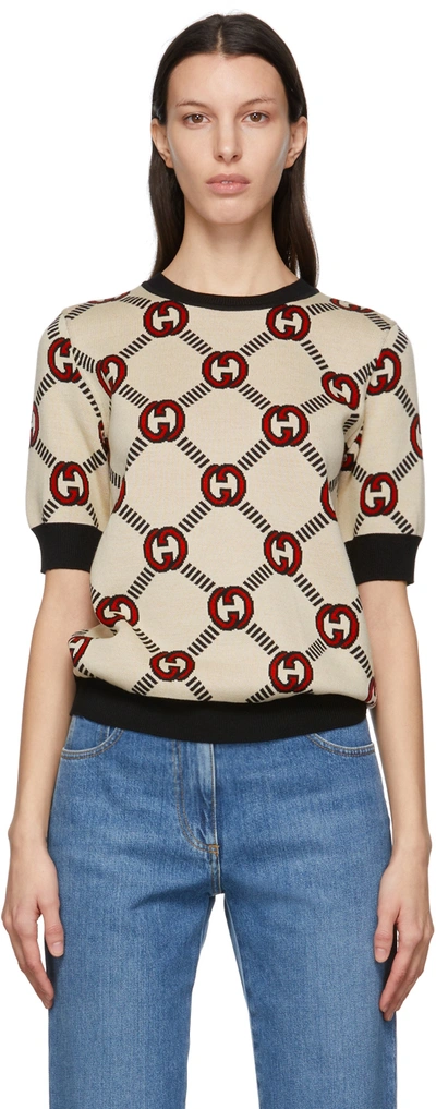 Gucci Beige Reversible Interlocking G Wool Sweater