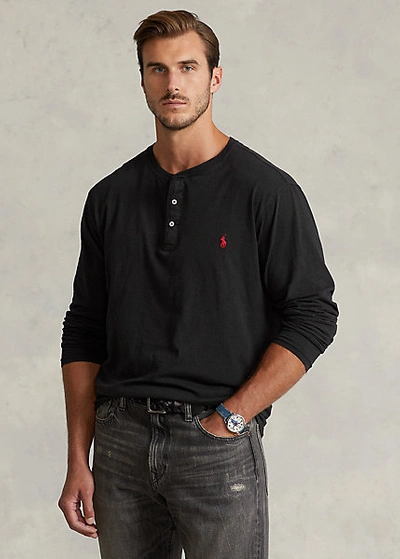 Polo Ralph Lauren Slub Jersey Henley Shirt In Black