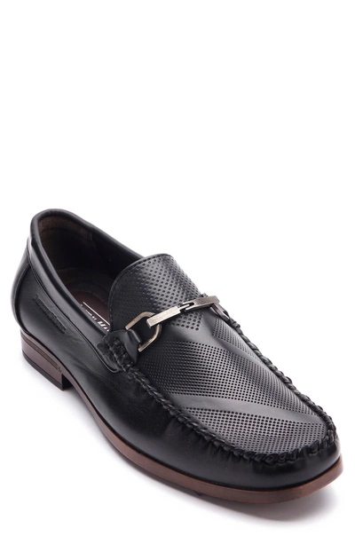 Aston Marc Men's Perforated Buckle Loafers Men's Shoes In Black