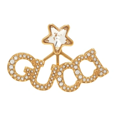 Gucci Script-logo Crystal Star Single Earring In Gold