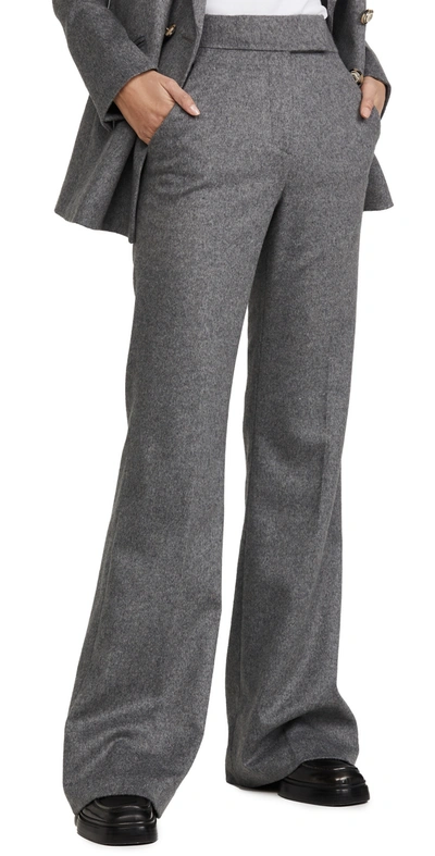 Veronica Beard Lebone Grey Flared-leg Wool-blend Trousers In Heather Grey