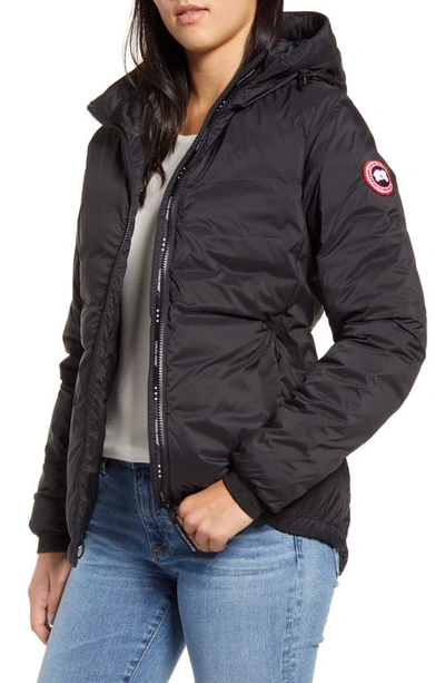 Canada Goose Camp Down Hooded Water Resistant Jacket In Black