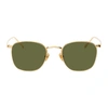 Linda Farrow Simon Square-frame 22ct Yellow Gold-plated Titanium Sunglasses In Gold/ Green