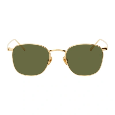 Linda Farrow The Simon 方框太阳眼镜 In Gold/ Green