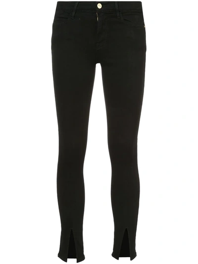 Frame Front Slit Cropped Jeans In Black