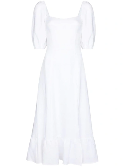 Reformation Belgium Puff-sleeve Dress In White