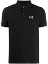 Ea7 Embroidered-logo Polo Shirt In Blue,silver