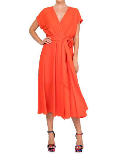 Meghan La Jasmine Midi Dress In Orange
