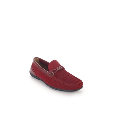 Aston Marc Men's Knit Lace-strap Driving Loafer Men's Shoes In Red