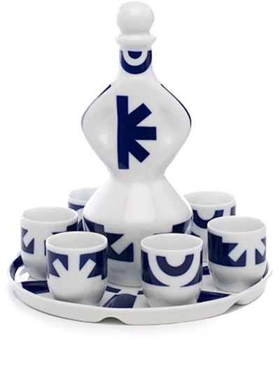 Sargadelos No. 2 8-piece Porcelain Liquor Set In Whi