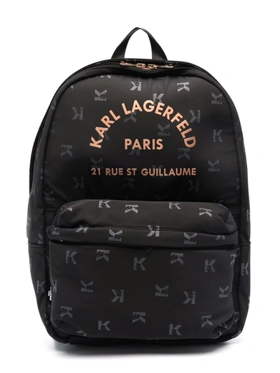 Karl Lagerfeld Monogram-pattern Backpack In Black