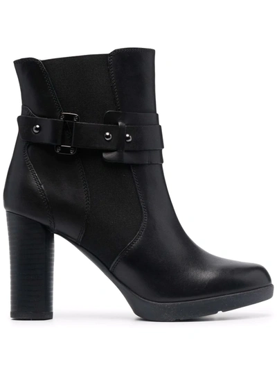 Geox Heeled Ankle Boots In Black