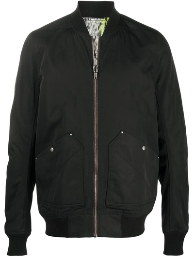 Rick Owens Abstract Print Bomber Jacket In Black