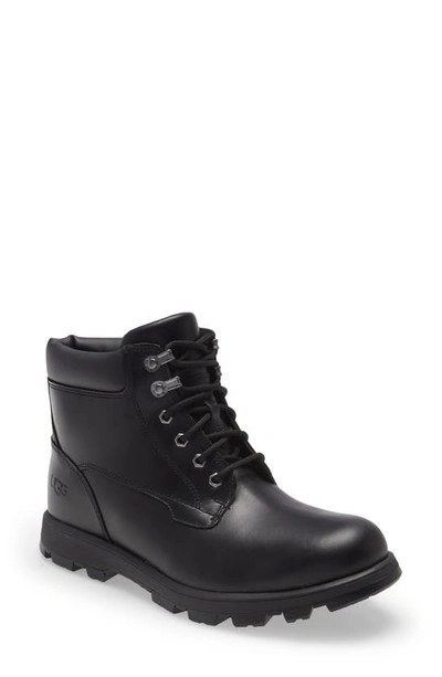 Ugg Stenton Water Repellent Leather Boot In Black Leather
