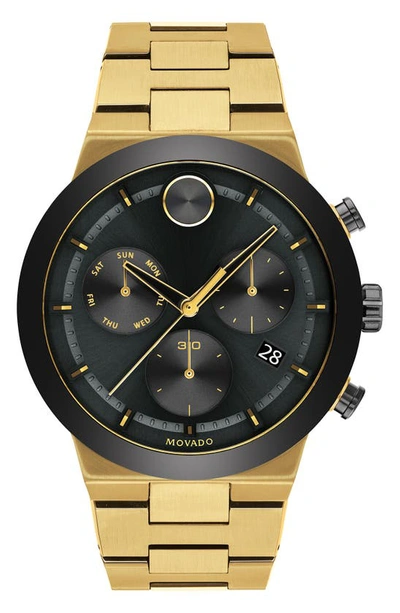 Movado Bold Fusion Chronograph Watch, 44.5mm In Black/gold