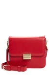 Frame Le Signature Mini Leather Crossbody Bag In Garnet