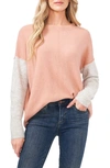Vince Camuto Colorblock Sweater In Misty Pink