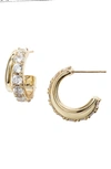 Kendra Scott Livy Pave Double Row Huggie Hoop Earrings In 14k Gold Plate In Gold Metal