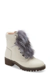 Cecelia New York Trekker Boot With Genuine Shearling Trim In Winter White