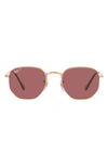 Ray Ban 51mm Polarized Geometric Sunglasses In Rose Gold/ Polar Purple