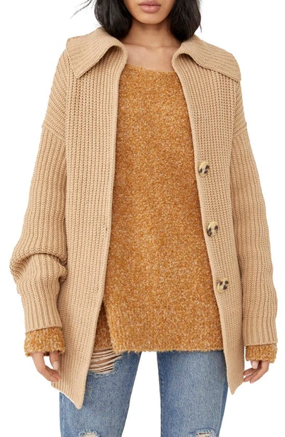Free People Swim Too Deep Cardigan In Almond
