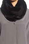 La Fiorentina Faux Fur Trim Infinity Scarf In Black