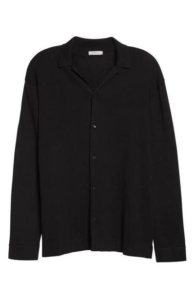 Agnona Cotton & Silk Knit Button-up Shirt In Black